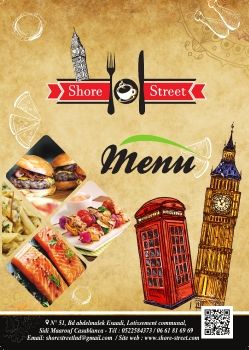 menu shore street london texte vectorisé