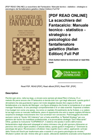[pdf read online] la scacchiera del fantacalcio manuale tecnico - statistico - strategico e psicolog