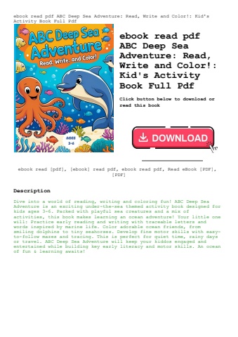 ebook read pdf abc deep sea adventure read  write and color! kid's activity book full pdf