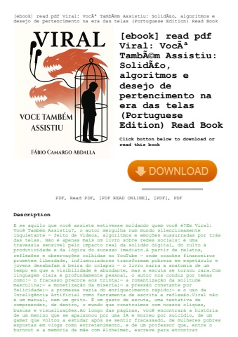 [ebook] read pdf viral vocãƒâª tambãƒâ©m assistiu solidãƒâ£o  algoritmos e desejo de pertencimento n