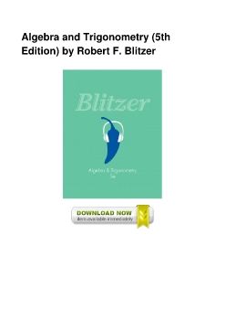 Algebra and Trigonometry (5th Edition) by Robert F. Blitzer