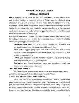 MATERI JARINGAN DASAR (MEDIA TRASMISI)