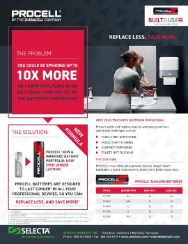 SELECTA • PROCELL BATTERY PORTFOLIO - Keep Your Touchless Restroom Operational
