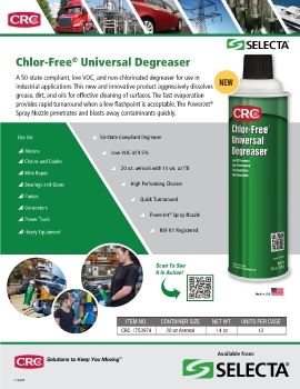 SELECTA • CRC CHLOR-FREE UNIVERSAL DEGREASER - Aggressively Dissolves Grease, Dirt, and Oil!
