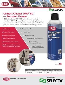 SELECTA • CRC CONTACT CLEANER 2000® VC - Precision Cleaner Offering Superior Performance!
