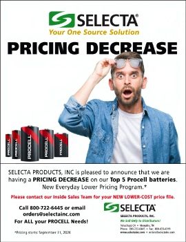 SELECTA • PRICING DECREASE for Top 5 Selling PROCELL Batteries