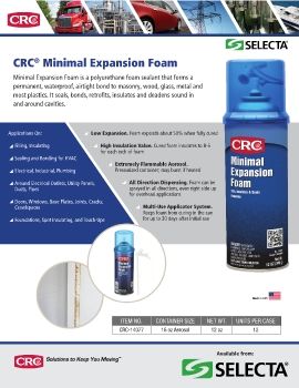 SELECTA • CRC MINIMAL EXPANSION FOAM - Solidifying an Airtight Bond!