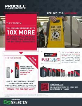 SELECTA • PROCELL BATTERY PORTFOLIO - New Improved - Now Lasting longer
