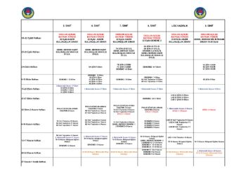 2017-2018 ÇALIŞMA TAKVİMİ MATEMATİK BÖLÜMÜ