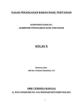 DASAR PENANGANAN BAHAN HASIL PERTANIAN 2