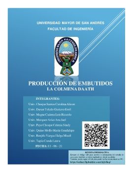 DOCUMENTO DE INFORMACIÓN TÉCNICA ELABORACIÓN DE EMBUTIDOS