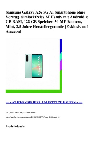 6177 samsung galaxy a26 5g ai smartphone ohne vertrag  simlockfreies ai handy mit android  6 gb ram  128