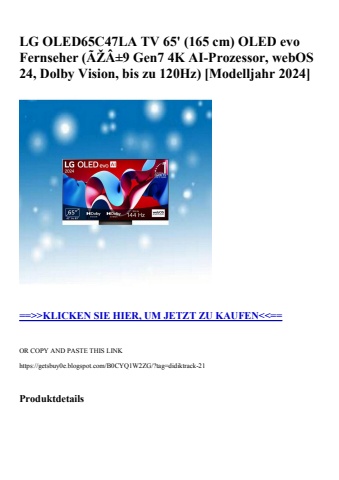 3239 lg oled65c47la tv 65'  165 cm  oled evo fernseher  ãžâ±9 gen7 4k ai-prozessor  webos 24  dolby visi