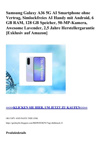 9403 samsung galaxy a36 5g ai smartphone ohne vertrag  simlockfreies ai handy mit android  6 gb ram  128