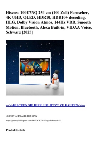 6635 hisense 100e7nq 254 cm  100 zoll  fernseher  4k uhd  qled  hdr10  hdr10  decoding  hlg  dolby visio