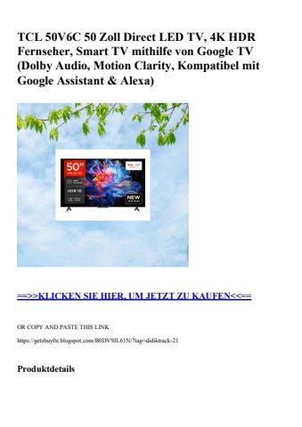 2548 tcl 50v6c 50 zoll direct led tv  4k hdr fernseher  smart tv mithilfe von google tv  dolby audio  mo