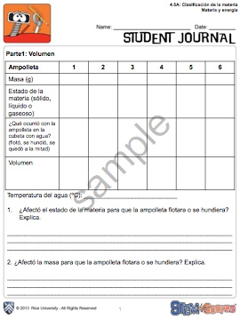 4th Grade Explore Journal Spanish