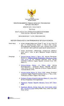 PER.11/MEN/VII/2010 WAKTU KERJA DAN ISTIRAHAT DI SEKTOR PERIKANAN
PADA DAERAH OPERASI TERTENTU