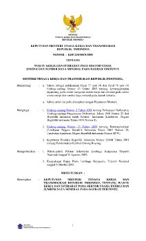 EP.234/MEN/2003 WAKTU KERJA DAN ISTIRAHAT PADA SEKTOR USAHA
ENERGI DAN SUMBER DAYA MINERAL PADA DAERAH TERTENTU