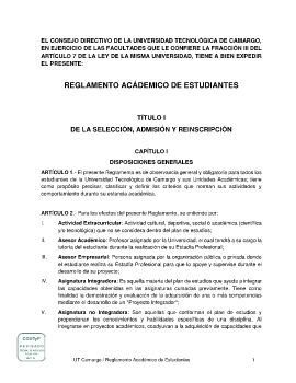 UTDDR-15 Reglamento Académico de Estudiantes