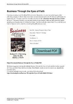 Business Through the Eyes of FaithRichard C. Chewning