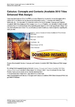 Calculus: Concepts and Contexts (Available 2010 Titles Enhanced Web Assign)James Stewart