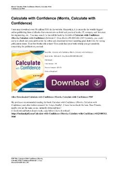 Calculate with Confidence (Morris, Calculate with Confidence)Deborah C. Gray Morris RN BSN MA LNC