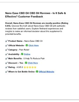 Nano Ease CBD Oil CBD Oil Review - Is It Safe & Effective? Customer Feedback