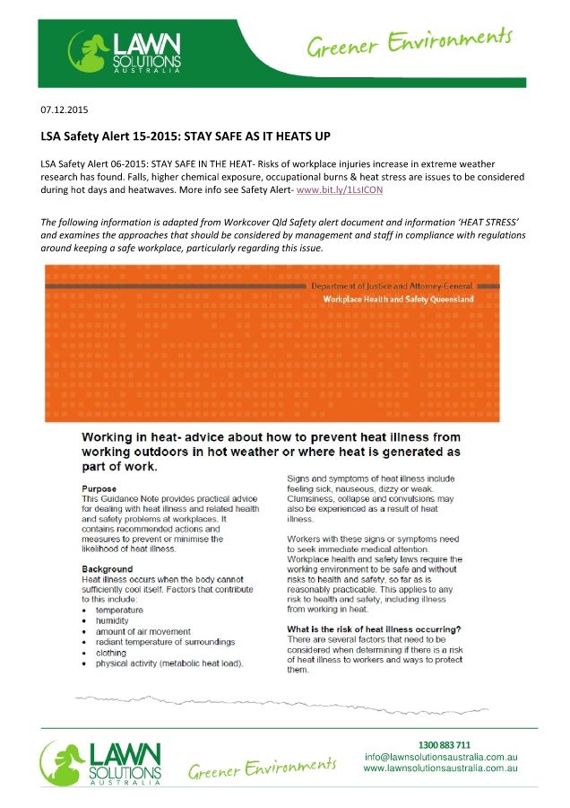 LSA Safety Alert 15-2015 - STAY SAFE AS IT HEATS UP_Neat