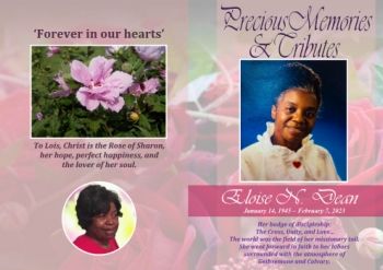 Eloise Funeral Bulletin-Precious Memories & Tributes