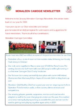 Monaleen Camogie Newsletter Jan 2021