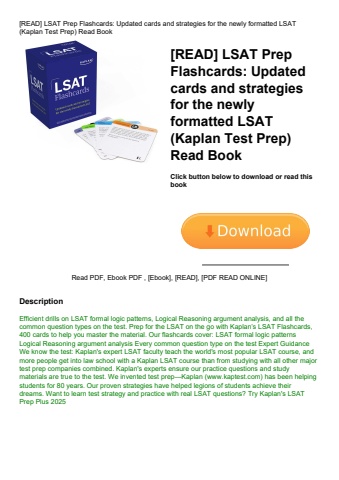 [read] lsat prep flashcards updated cards and strategies for the newly formatted lsat (kaplan test p