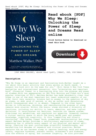 read ebook [pdf] why we sleep unlocking the power of sleep and dreams read online
