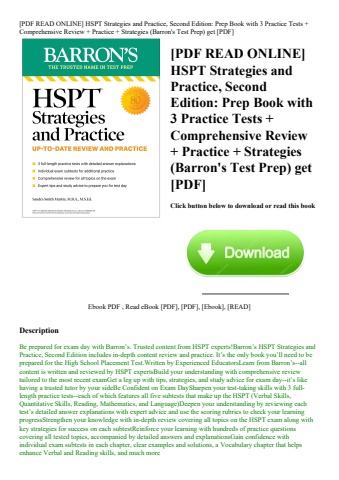 [pdf read online] hspt strategies and practice  second edition prep book with 3 practice tests + com