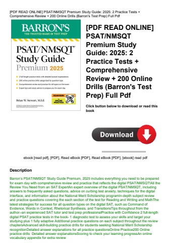 [pdf read online] psatnmsqt premium study guide 2025 2 practice tests + comprehensive review + 200 o