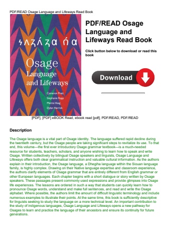 pdfread osage language and lifeways read book