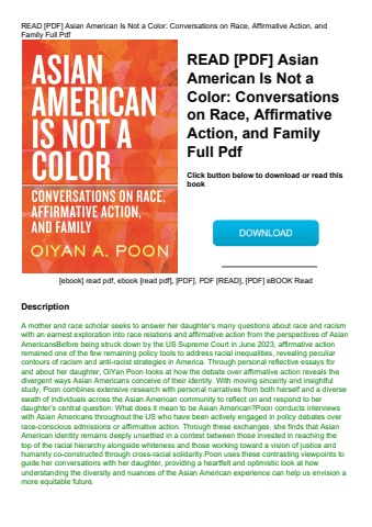 read [pdf] asian american is not a color conversations on race  affirmative action  and family full