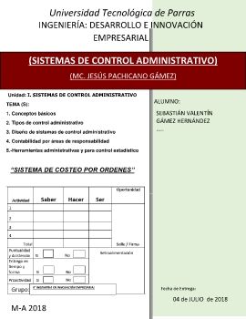 Unidad 1 Sistemas de Control Administrativo.