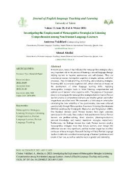 Investigating the Employment of Metacognitive Strategies in Listening Comprehension among Non-Iranian Language Learners