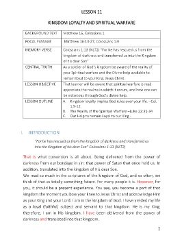 Book Fold -Lesson 11 -Kingdom loyalty and Spiritual Warfare