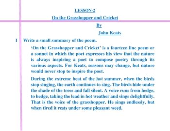 ON THE GRASSHOPPER AND THE CRICKET.docx