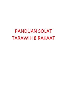 Solat Tarawih 8 Rakaat