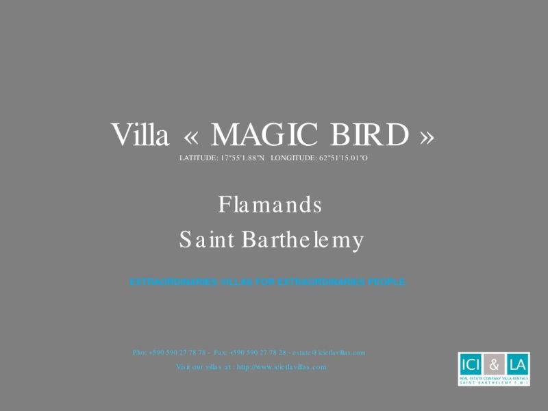 Ici et La real estate - Booklet villa Magic Bird