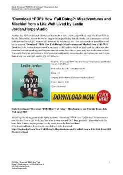 *Download ^PDF# How Y'all Doing?: Misadventures and Mischief from a Life Well Lived by Leslie Jordan,HarperAudio