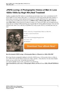 +PDF$ Loving: A Photographic History of Men in Love 1850s-1950s by Hugh Nini,Neal Treadwell