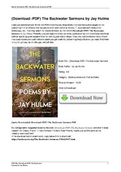 (Download~PDF) The Backwater Sermons by Jay Hulme