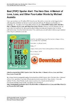 Best [PDF]! Spoiler Alert: The Hero Dies: A Memoir of Love, Loss, and Other Four-Letter Words by Michael Ausiello