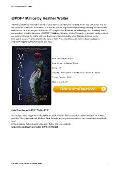 @PDF^ Malice by Heather Walter