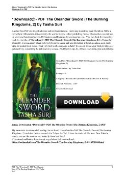 *Download@~PDF The Oleander Sword (The Burning Kingdoms, 2) by Tasha Suri