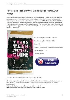 PDF] Trans Teen Survival Guide by Fox Fisher,Owl Fisher